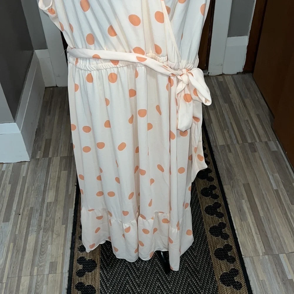 LC Lauren Conrad polka dot faux wrap midi dress